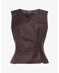 Theory - Tailored Wrap Pleat Wool Vest - Lyst