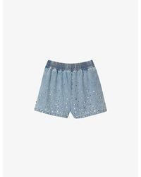 Sandro - Rhinestone-embellished Denim Shorts - Lyst