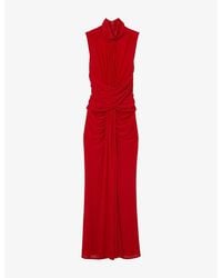 Reiss - Petite Sheer Ruched Sleeveless Maxi Dress - Lyst