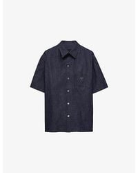 Prada - Short-Sleeve Chambray Denim Shirt - Lyst