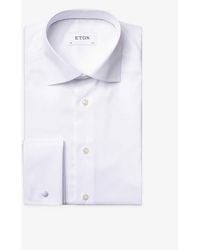 Eton - Long-sleeved Pleated-cuff Regular-fit Cotton Shirt - Lyst