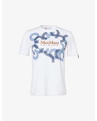 Max Mara - Obliqua Brand-embroidered Cotton-jersey T-shirt - Lyst