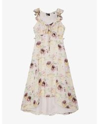 The Kooples - Sleeveless Floral-Print Woven Midi Dress - Lyst