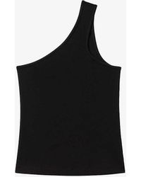 Reiss - Ria One-shoulder Ribbed Stretch-cotton Top - Lyst