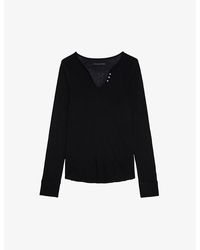 Zadig & Voltaire - Tunisien Star-embellished Long-sleeve Woven Top - Lyst