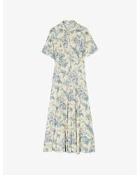 Sandro - Josephina Floral-print Woven Midi Dress - Lyst