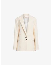 AllSaints - Payton Single-breasted Striped Cotton And Linen-blend Blazer - Lyst