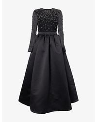 Huishan Zhang - Eloise Bead-Embellished Satin Maxi Dress - Lyst
