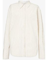 GOOD AMERICAN - Stripe-pattern Oversized Cotton-blend Poplin Shirt - Lyst