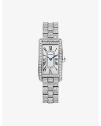 Cartier - Tank Américaine Small Model- And Diamond Quartz Watch - Lyst