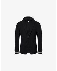 Eleventy - Notched-Lapel Striped-Trims Cotton-Cashmere Blend Jacket - Lyst