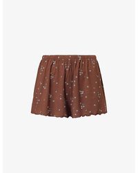 THE NAP CO - Flower-Print Frilled-Trims Stretch-Woven Pyjama Shorts - Lyst