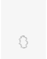 Apm Monaco - Vague Rhodium Plated Alloy And Cubic Zirconia Ring - Lyst
