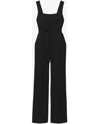 Reiss - Kim Belted-waist Corset Stretch-woven Jumpsuit - Lyst