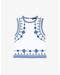 Maje - Embroidered Sleeveless Stretch-cotton Top - Lyst
