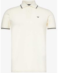 Emporio Armani - Brand-patch Split-hem Stretch-cotton Polo Shirt X - Lyst