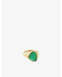Monica Vinader - Rio Recycled 18Ct-Plated Vermeil Sterling- And Onxy Signet Ring - Lyst