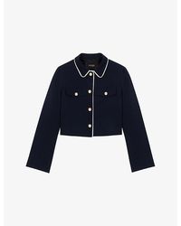 Maje - Contrast-Trim Cropped Cotton-Blend Jacket - Lyst