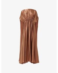 eem - Cape-Effect Silk-Satin Midi Dress - Lyst