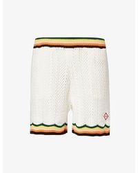 Casablancabrand - Chevron-lace Striped-trim Cotton Shorts - Lyst