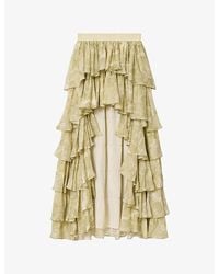 AllSaints - Cavarly Printed Tiered Woven Maxi Skirt - Lyst