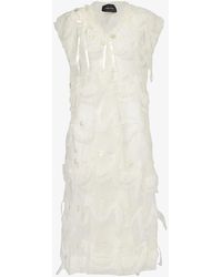 Simone Rocha - Floral-embroidered Bow-embellished Woven Midi Dress - Lyst