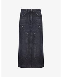 Givenchy - Faded-wash Mid-rise Denim Maxi Skirt - Lyst