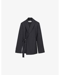 Loewe - Wool Check Draped Blazer - Lyst