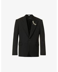 Alexander McQueen - Dragonfly-embellished Single-breasted Wool Jacket - Lyst