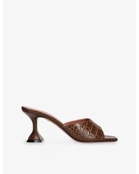 AMINA MUADDI - Croc-Embossed Leather Lupita Heeled Mules 70 - Lyst