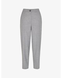 Whistles - Lila Checked Straight-leg Mid-rise Woven Trousers - Lyst