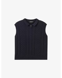 Whistles - Sleeveless Button-Neck Knitted Tank - Lyst