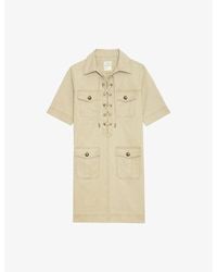 Zadig & Voltaire - Record Lace-Up Short-Sleeve Cotton Mini Dress - Lyst