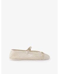 Prada - Triangle-Logo Crochet Ballerina Flats - Lyst