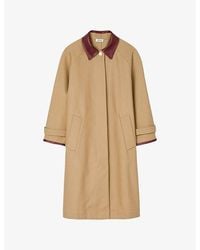 Sandro - Leather-Collar Side-Pocket Cotton Coat - Lyst
