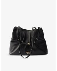 Prada - Small Dada Leather Shoulder Bag - Lyst