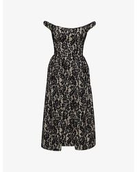 House Of Cb Belle Off-Shoulder Lace Maxi Dress in Black | Lyst