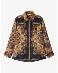 Sandro - Collared Scarf-Print Silk Shirt - Lyst