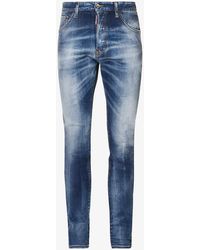 DSquared² - Vy Blue Cool Guy Contrast-stitch Slim-fit Stretch-denim Jeans - Lyst