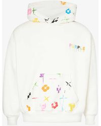 Purple Brand - Branded-print Relaxed-fit Cotton-jersey Hoody X - Lyst