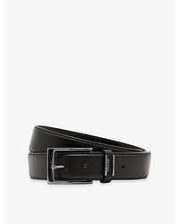 Reiss - Finch Branded-Buckle Leather Belt - Lyst