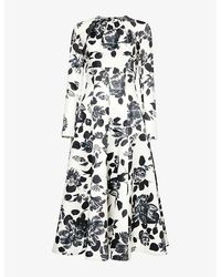 Emilia Wickstead - Floral-print Long-sleeve Woven Midi Dress - Lyst