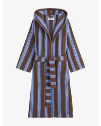 Tekla - Striped Hooded Cotton Robe - Lyst