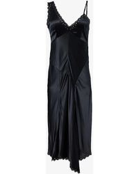 Isabel Marant - Ayrich Asymmetric Panelled Lace-trim Silk Midi Dress - Lyst
