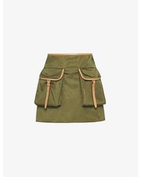 Prada - Re-Nylon Patch-Pocket Mid-Rise Nylon And Leather Mini Skirt - Lyst