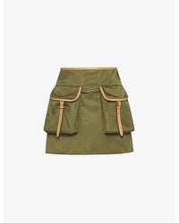 Prada - Re-nylon Patch-pocket Mid-rise Recycled-nylon And Leather Mini Skirt - Lyst