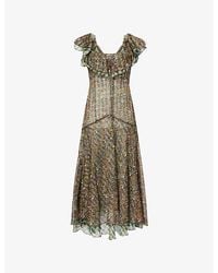 Siedres - Caenes Floral-Print Chiffon Midi Dress - Lyst