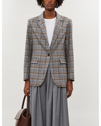 Sandro Checked Woven Blazer - Gray