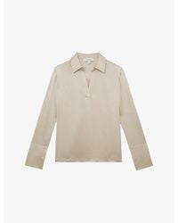 Reiss - Marina Open-Collar Silk Blouse - Lyst