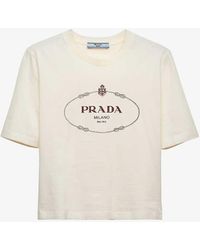 Prada - Logo-print Boxy-fit Cotton-jersey T-shirt - Lyst